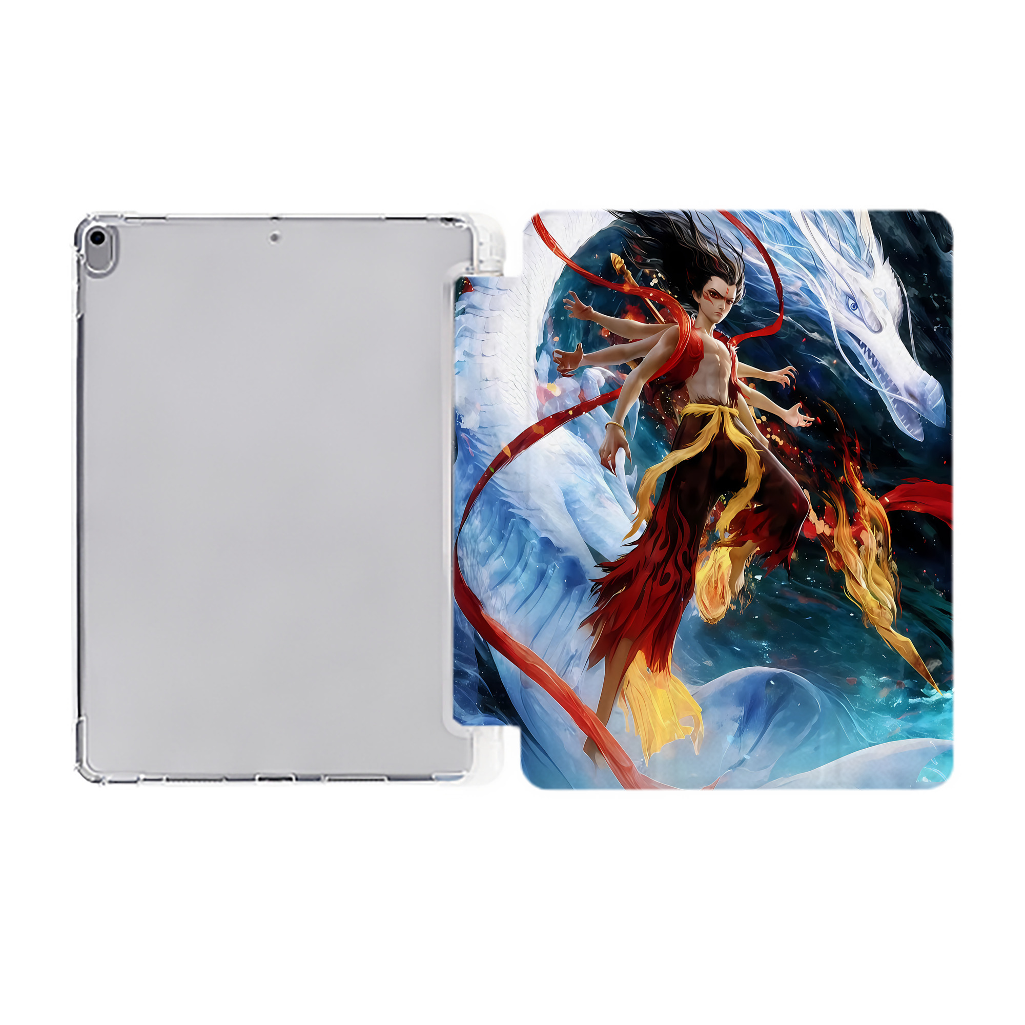 （画像用） Ne Zha 2 ナタ 魔童の大暴れ IPad ケース ペン収納付き 三つ折りスタンド PUレザー×シリコン 対応機種9.5/10.5/10.9インチ